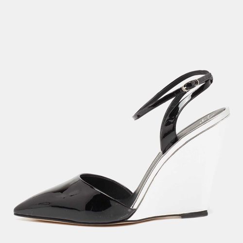 Giuseppe Zanotti Black/Silver Patent Leather Yvette Wedge Pointed Toe Pumps Size 40 - Giuseppe Zanotti - Modalova