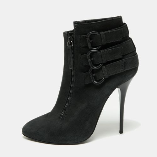 Giuseppe Zanotti Black Nubuck Buckle Ankle Boots Size 38.5 - Giuseppe Zanotti - Modalova