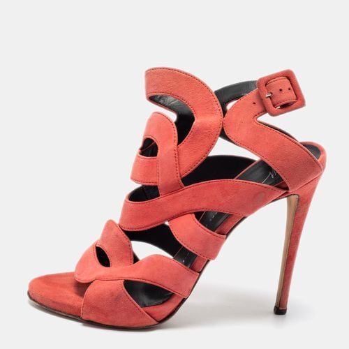 Giuseppe Zanotti Coral Pink Suede Cut Out Cage Sandals Size 40 - Giuseppe Zanotti - Modalova