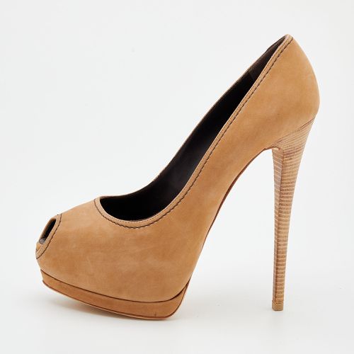 Giuseppe Zanotti Beige Nubuck Leather Peep Toe Platform Pumps Size 40 - Giuseppe Zanotti - Modalova