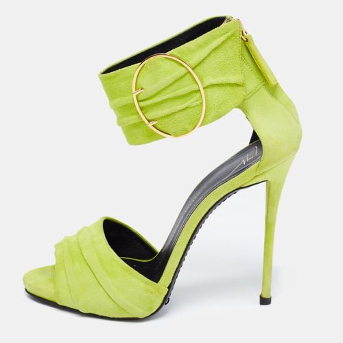 Giuseppe Zanotti Green Suede Open Toe Ankle Cuff Sandals Size 37.5 - Giuseppe Zanotti - Modalova