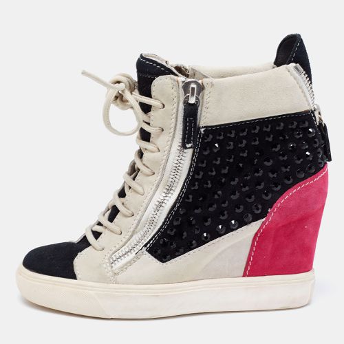 Giuseppe Zanotti Multicolor Crystal Embellished Suede Wedge Sneakers Size 36 - Giuseppe Zanotti - Modalova