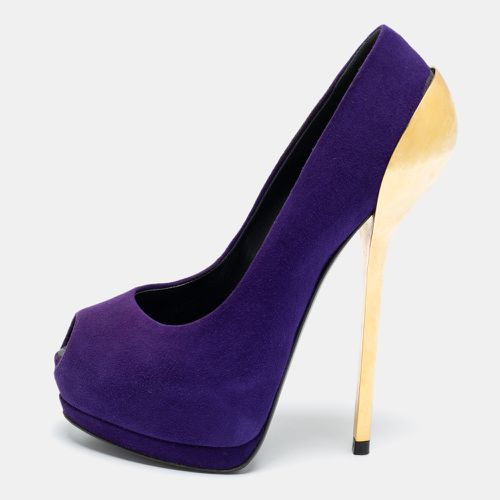 Giuseppe Zanotti Purple Suede Nana Metal Peep-Toe Platform Pumps Size 36 - Giuseppe Zanotti - Modalova