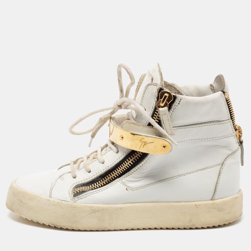 Giuseppe Zanotti White Leather Double Zipper High Top Sneakers Size 38 - Giuseppe Zanotti - Modalova