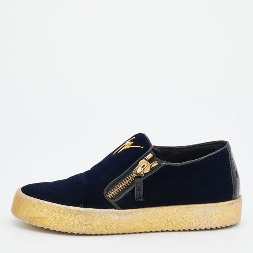 Giuseppe Zanotti Navy Blue Velvet May London Slip On Sneakers Size 39 - Giuseppe Zanotti - Modalova