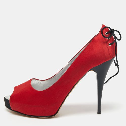 Giuseppe Zanotti Red Satin Peep Toe Platform Pumps Size 37 - Giuseppe Zanotti - Modalova