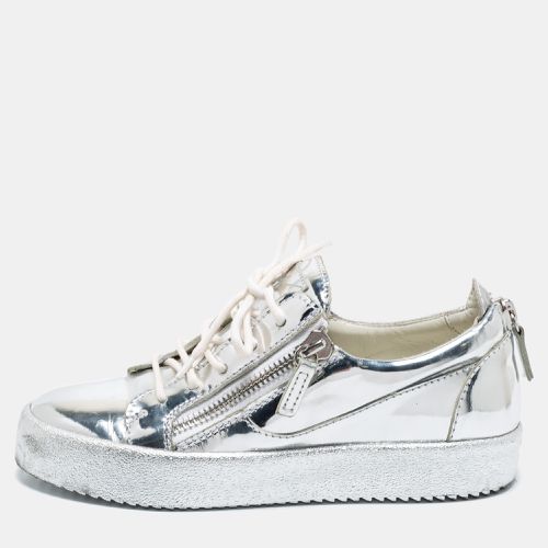 Giuseppe Zanotti Silver Patent Leather Frankie Low-Top Sneakers Size 37.5 - Giuseppe Zanotti - Modalova