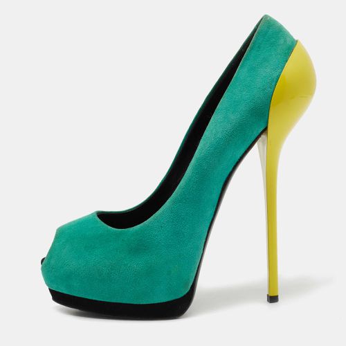 Tricolor Suede Nana Peep-Toe Platform Pumps Size 40 - Giuseppe Zanotti - Modalova