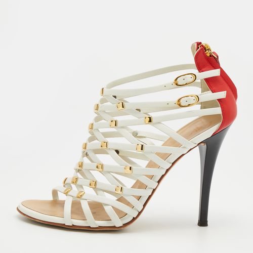 Giuseppe Zanotti White/Red Leather Embellished Strappy Sandals Size 36 - Giuseppe Zanotti - Modalova