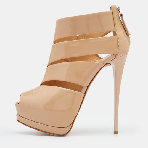 Giuseppe Zanotti Beige Patent Leather Peep Toe Platform Booties Size 36 - Giuseppe Zanotti - Modalova