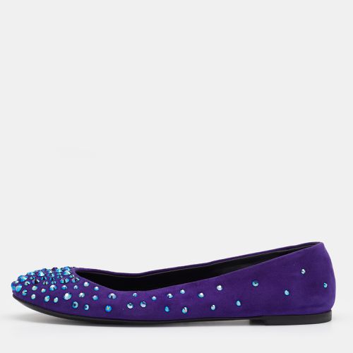 Giuseppe Zanotti Purple Suede Crystal Embellished Ballet Flats Size 38 - Giuseppe Zanotti - Modalova