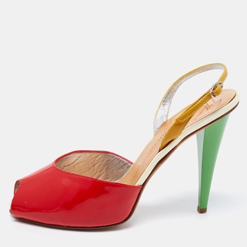 Giuseppe Zanotti Tri-Color Patent Leather Peep Toe Slingback Sandals Size 40 - Giuseppe Zanotti - Modalova