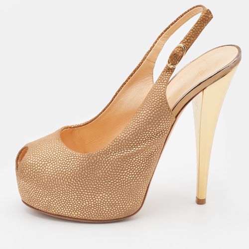 Giuseppe Zanotti Metallic Gold Leather Peep Toe Platform Slingback Pumps Size 37 - Giuseppe Zanotti - Modalova