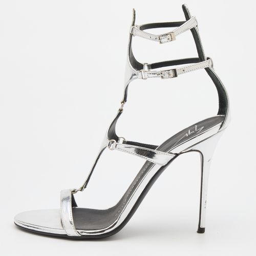 Giuseppe Zanotti Silver Patent Leather Strappy Gladiator Sandals Size 37.5 - Giuseppe Zanotti - Modalova