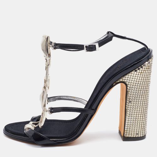 Giuseppe Zanotti Black Patent Leather Block Heel Ankle Strap Sandals Size 37 - Giuseppe Zanotti - Modalova