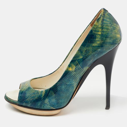 Giuseppe Zanotti Green Printed Patent Leather Peep Toe Pumps Size 36 - Giuseppe Zanotti - Modalova