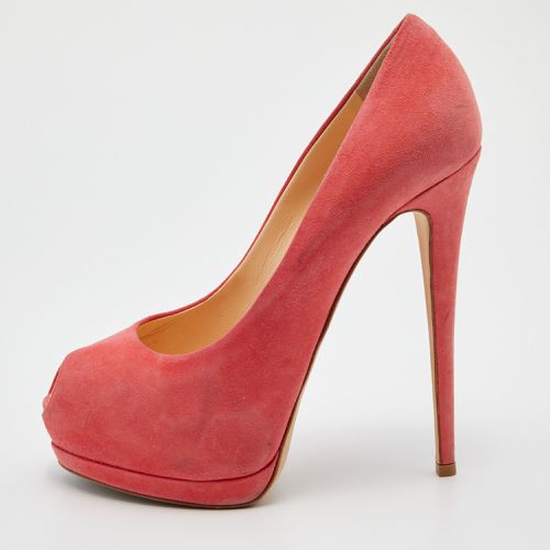 Giuseppe Zanotti Coral Pink Suede Sharon Peep Toe Platform Pumps Size 39 - Giuseppe Zanotti - Modalova