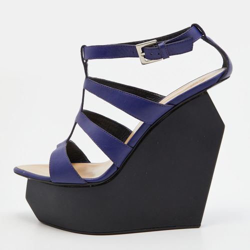 Giuseppe Zanotti Blue Leather Caged Strappy Platform Wedge Sandals Size 39 - Giuseppe Zanotti - Modalova