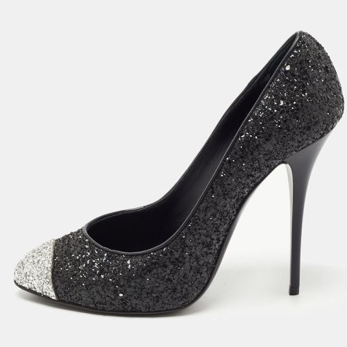 Giuseppe Zanotti Black/Silver Coarse Glitter Cap Toe Pumps Size 39 - Giuseppe Zanotti - Modalova