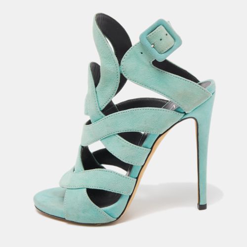 Giuseppe Zanotti Blue Suede Ankle Strap Sandals Size 35 - Giuseppe Zanotti - Modalova