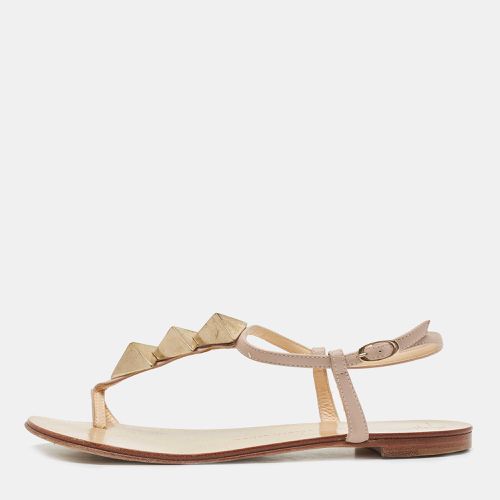 Giuseppe Zanotti Dusty Pink Leather Studded T-Strap Toe Ring Flat Sandals Size 39 - Giuseppe Zanotti - Modalova