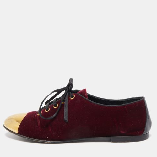 Giuseppe Zanotti Burgundy Velvet Lace Up Loafers Size 37 - Giuseppe Zanotti - Modalova