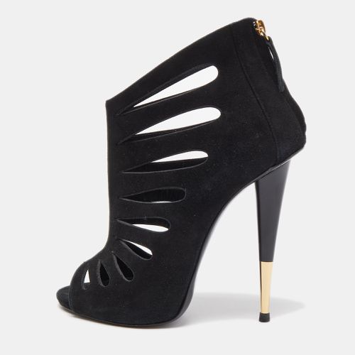 Giuseppe Zanotti Black Suede Cut Out Peep Toe Booties Size 38 - Giuseppe Zanotti - Modalova