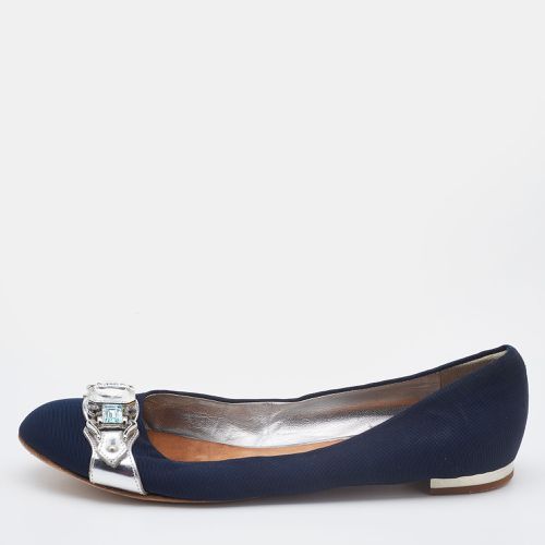 Giuseppe Zanotti Navy Blue Canvas Crystals Embellishment Ballet Flats Size 40.5 - Giuseppe Zanotti - Modalova