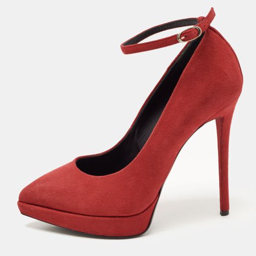 Giuseppe Zanotti Red Suede Ankle Strap Platform Pointed Toe Pumps Size 37 - Giuseppe Zanotti - Modalova