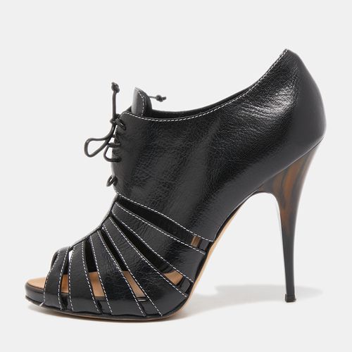 Giuseppe Zanotti Black Leather Oxford Peep Toe Ankle Boots Size 39.5 - Giuseppe Zanotti - Modalova