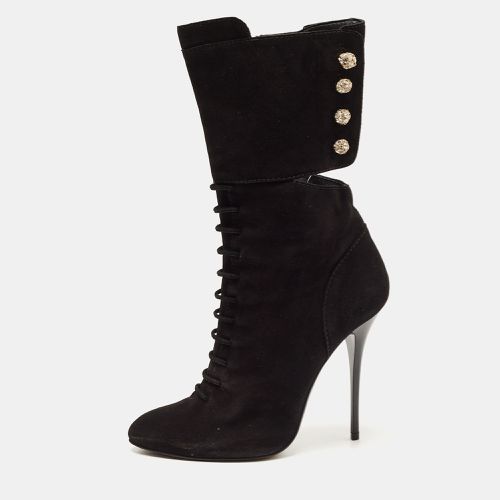 Giuseppe Zanotti Black Suede Crystals Embellished Mid Calf Boots Size 40 - Giuseppe Zanotti - Modalova