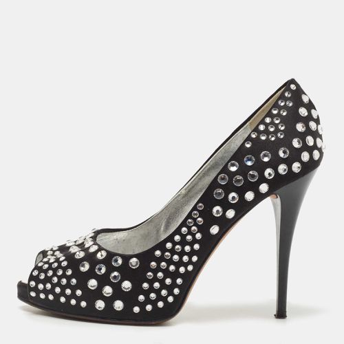 Giuseppe Zanotti Black Satin Crystal Embellished Peep Toe Platform Pumps Size 36 - Giuseppe Zanotti - Modalova