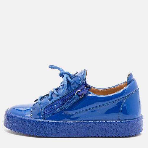 Giuseppe Zanotti Blue Patent Leather Donna Low Top Sneakers Size 36 - Giuseppe Zanotti - Modalova