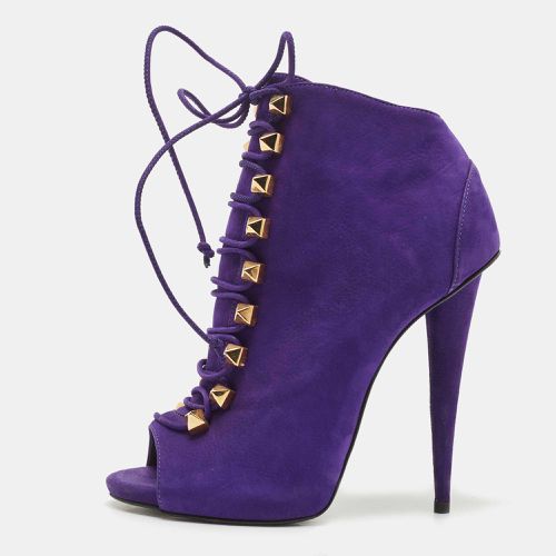 Nubuck Leather Studded Lace Up Ankle Booties Size 38 - Giuseppe Zanotti - Modalova