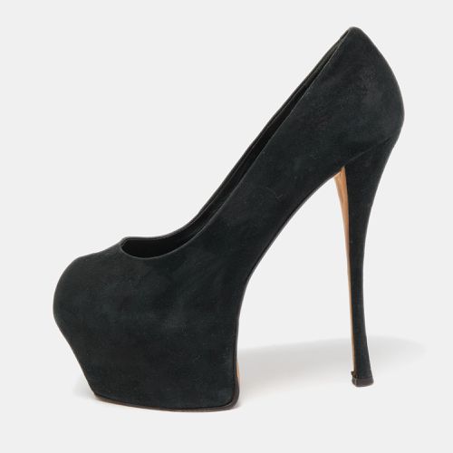 Giuseppe Zanotti Black Suede Liza Peep Toe Platform Pumps Size 39 - Giuseppe Zanotti - Modalova