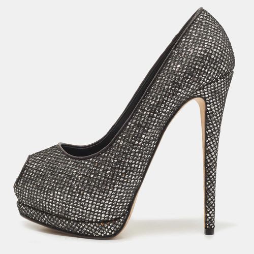 Giuseppe Zanotti Black Glitter and Mesh Platform Peep Toe Pumps Size 39 - Giuseppe Zanotti - Modalova