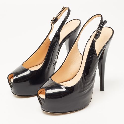 Patent Leather Peep Toe Platform Slingback Pumps Size 36 - Giuseppe Zanotti - Modalova