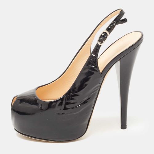 Giuseppe Zanotti Black Patent Leather Peep Toe Platform Slingback Pumps Size 36 - Giuseppe Zanotti - Modalova