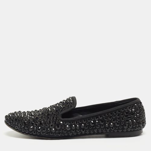 Giuseppe Zanotti Black Satin Crystal Studded Dalila Smoking Slipper Size 36 - Giuseppe Zanotti - Modalova