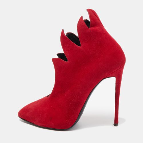 Giuseppe Zanotti Red Suede Ankle Booties Size 37 - Giuseppe Zanotti - Modalova