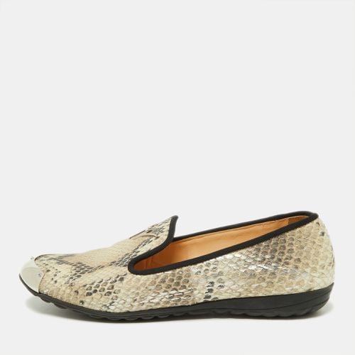 Giuseppe Zanotti Two Tone Python Embossed Leather Smoking Slippers Size 35.5 - Giuseppe Zanotti - Modalova