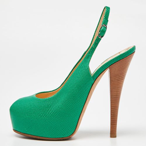 Giuseppe Zanotti Green Lizard Embossed Leather Slingback Sandals Size 39 - Giuseppe Zanotti - Modalova