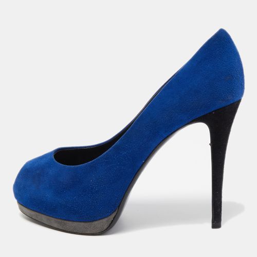 Giuseppe Zanotti Blue Suede Peep Toe Platform Pumps Size 37 - Giuseppe Zanotti - Modalova