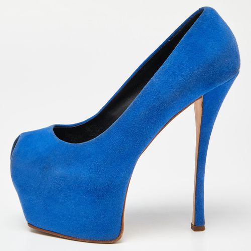 Giuseppe Zanotti Blue Suede Peep Toe Platform Pumps Size 37 - Giuseppe Zanotti - Modalova