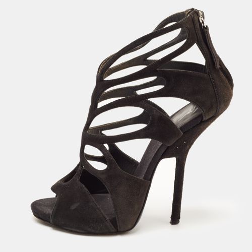 Giuseppe Zanotti Black Suede Cut Out Ankle Strap Sandals Size 37 - Giuseppe Zanotti - Modalova