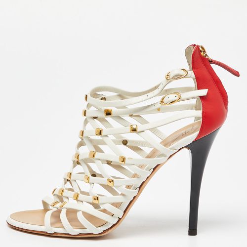 Giuseppe Zanotti White/Red Leather Embellished Strappy Sandals Size 38.5 - Giuseppe Zanotti - Modalova