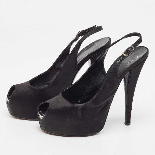Satin Platform Peep Toe Slingback Pumps Size 39 - Giuseppe Zanotti - Modalova