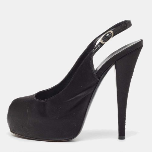 Giuseppe Zanotti Black Satin Platform Peep Toe Slingback Pumps Size 39 - Giuseppe Zanotti - Modalova