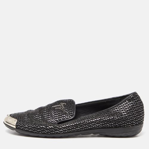 Giuseppe Zanotti Black Glitter Leather Slip On Smoking Slippers Size 37.5 - Giuseppe Zanotti - Modalova