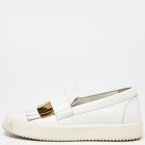 Giuseppe Zanotti White Leather Fringed Slip On Sneakers Size 37.5 - Giuseppe Zanotti - Modalova